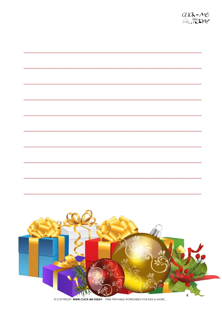 Free printable Christmas stationery with presents & lines 4